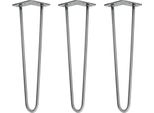 Natural Goods Berlin Gambe Hairpin, Gambe A Forcina, Gambe Per Mobili, Gambe Per Tavoli, Argento Industriale, 45 Cm, 2 Montanti, 3 Pezzi
