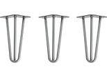 Natural Goods Berlin Gambe Hairpin, Gambe A Forcina, Gambe Per Mobili, Gambe Per Tavoli, Argento Industriale, 20 Cm, 3 Montanti, 3 Pezzi