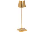 Lampada A Led Da Tavolo Poldina Pro Micro Oro Lucido Ricaricabile E Dimmerabile Con Batteria Fino A 12 Ore
