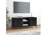 The Living Store Mobile Tv Nero 110X35X48 Cm In Legno Di Pino Massiccio