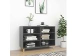 The Living Store Credenza Grigio Lucido 103,5X35X70 Cm Materiale A Base Di Legno
