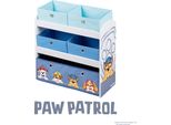 Scaffale Giocattoli In Legno Paw Patrol - Scaffale Giocattoli Con 5 Contenitori - Scaffale Montessori Per Bambini E Bambine - Bianco / Grigio