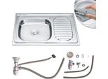 Lavello Da Cucina In Acciaio Inox 75CM Con Ripiano A Sinistra Lavello In Acciaio Inox