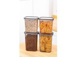 Hermia Concept, BNMPEGYAR04-1115, Set Di Contenitori (4 Pezzi), 100 % Plastica, Antracite, 14 X 14 X 10 Cm