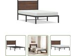 The Living Store Struttura Letto Con Testiera In Metallo Effetto Rovere Marrone 100X190 Cm