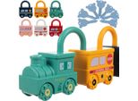 Treno Con Veicoli Serratura Chiave Vigili Del Fuoco Polizia Ambulanza Montessori 24712