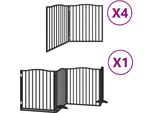 Vidaxl Cancello Per Cani 12 Pezzi Con Porta Pieghevole Nero 960 Cm In Legno Di Pioppo