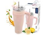 Orion | Thermo Mug - Con Manico - Acciaio Inox - Rosa - 1,2 L - Apertura A Cannuccia - Tazza Da Bere