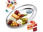 Vilde | Piatto Da Portata - Ovale - Argento - 34 X 21,5 Cm - Acciaio Inox - Utensili Da Cucina