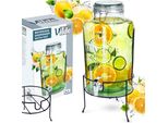 Vilde | Distributore Di Bevande - Con Rubinetto E Supporto - Nero - 8 L - In Vetro - Ideale Per Limonata, Succo Di Frutta, Tè Freddo