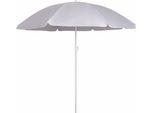 Buzz - Ombrellone - Comprensivo Di Supporto - Spiaggia - Grigio - Grigio Chiaro - Forte - Antivento - Resistente Al Vento - Sole - Ombrello - Portaombrelli