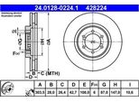 2X Ate 24.0128-0224.1 Disco Freno Asse Anteriore