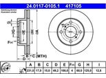 2X Ate 24.0117-0105.1 Disco Freno Asse Anteriore