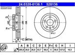 2X Ate 24.0328-0136.1 Disco Freno Asse Anteriore