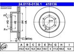 2X Ate 24.0118-0136.1 Disco Freno Asse Posteriore