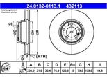 2X Ate 24.0132-0113.1 Disco Freno Asse Anteriore