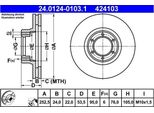 2X Ate 24.0124-0103.1 Disco Freno Asse Anteriore