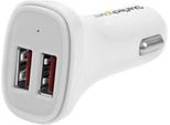 Startech.Com Caricatore Da Auto Usb A Doppia Porta - 24W/4,8 - Bianco - Caricatore Da Auto Usb A 2 Porte - Adattatore Di Alimentazione Per Auto - 24 Watt - 4,8 A - 2 Porte Di Uscita (Usb)
