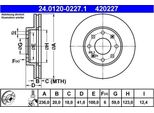 2X Ate 24.0120-0227.1 Disco Freno Asse Anteriore