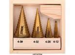 Sthor - Trapano A Gradino Hss In Titanio Per Metallo, Legno, Plastica, Misure A Scelta Tra 4-12/4-20/4-32/4-39 Mm, O In Set, Conico Autocentrante (4-12 Mm, 4-20 Mm, 4-32 Mm, 4-39 Mm)