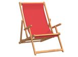 Vidaxl Sedia Da Spiaggia Pieghevole In Legno Massiccio Teak Rosso