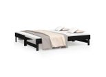 Vidaxl Letto Da Giorno Allungabile Nero 2X(90X190) Cm In Legno Di Pino Massiccio