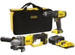 Stanley Combo Kit V20 Li-Ion 18V: Trapano A Percussione SFMCD711 + Mini Smerigliatrice SFMCG400 Con 2 Batterie Li-Ion 2Ah E Borsa Di Trasporto
