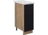 Vicco Armadio Cucina Dispensa Alto Fame-Line, 30 Cm , Pl Marmo, Nero A Righe/Quercia Dorata
