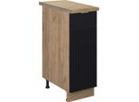 Vicco Armadio Cucina Dispensa Alto Fame-Line, 30 Cm , Pl Rovere, Nero A Righe/Quercia Dorata