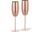 2 Bicchieri Da Champagne In Acciaio Inox (250 Ml), Bicchieri Da Champagne E Prosecco - Decorazione Da Tavola Per Halloween, Set Regalo Per Natale, Oro Rosa, 2