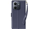 Avizar, Oppo A5X Custodia Portafoglio Con Cinturino E Supporto Video, Blu Scuro