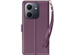 Avizar, Oppo A5X Custodia Portafoglio Con Cinturino E Supporto Video, Viola Scuro