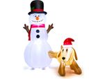 Costway 180Cm Pupazzo Di Neve Gonfiabile E Cane, Decorazione Natalizia Con Luci Led Integrate E Soffiatore D'aria Resistente All'acqua Per Interni Ed Esterni