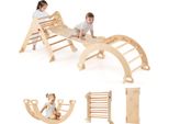 Costway Triangolo Per Arrampicata Indoor, Struttura Per Arrampicata Con Scivolo E Rampa Bifacciale, Pieghevole, Arco Per Arrampicata, Scivolo E Altalena, Per Bambini Da 3+ Natura