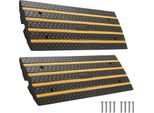 Rampa A Cordolo In Gomma Vevor, Portata 15 Tonnellate, Rampa Di Accesso Con Altezza 66 Mm, Rampa A Soglia Con Strisce Catarifrangenti Gialle, Adatta Per Rampe Di Carico, Magazzini, Garage, Marciapiedi (Confezione Da 2)