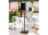 Zafferano Lampada A Led Da Tavolo Poldina Pro Nera Ricaricabile E Dimmerabile Con Batteria Fino A 12 Ore. Da Esterno IP65.
