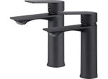 2 Pezzi Rubinetti Neri Per Bagno Con Beccuccio Inclinato Di 15°, Miscelatore Monocomando Per Lavabo, Rubinetto Per Lavandino A Risparmio Idrico