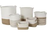 Set Di Cestini Dkd Home Decor In Juta Di Cotone Bianco (45 X 45 X 54 Cm) (6 Pezzi)