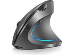 Mouse Verticale Senza Fili Da 2,4 G, Ricaricabile, Verticale, Ergonomico, 3 Livelli Dpi Regolabili, Torcia Rgb, Plug-And-Play, Grigio