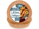 Vilde | Inserto Per Friggitrice Ad Aria - Marrone - 19 Cm - 100 Pezzi - Carta Da Forno Monouso - Carta Da Forno Per Friggitrice Ad Aria
