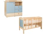 Babymöbel-Set ARTHUR BERNDT Babyzimmer-Set »Roofy« 2-teilig, nagano, oak, nachbildung, salbei, ohne Matratze, B/H: 70cm x 140cm, Schlafzimmermöbel-Sets