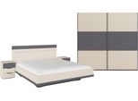 Schlafzimmer-Set RAUCH Komplettschlafzimmer Schlafzimmer Schlafzimmermöbel SAJO, beige (champagner, graumetallic), Ohne Spiegel + ohne Matratze, B/H: 180cm x 200cm, Ohne Spiegel, Holzwerkstoff, Schlafzimmermöbel-Sets, optional mit Spiegel am Kleiderschrank MADE IN GERMANY