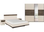 Schlafzimmer-Set RAUCH Komplettschlafzimmer Schlafzimmer Schlafzimmermöbel SAJO, beige (champagner, atlantic oak dunkel), Mit Spiegel + ohne Matratze, B/H: 160cm x 200cm, Mit Spiegel, Holzwerkstoff, Schlafzimmermöbel-Sets, optional mit Spiegel am Kleiderschrank MADE IN GERMANY