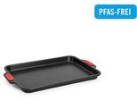 Backform Woll "Woll Let's Bake Backblech, 23X33 Cm", Schwarz, B:23Cm L:33Cm T:2,5Cm, Aluminium, KüChenformen, Mit Antihaftversiegelung Und Integrierten Silikongriffen, Pfas-Frei