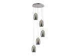 Brilliant Pendelleuchte "Metropolis", Grau (Chrom, Rauchglas), 5, Ø 33Cm H: 180Cm, 1 Stk., Leuchten, Led HäNgelampe 5Flg Chrom/Rauchglas Easydim, Pendelleuchte