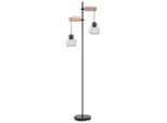 Globo Lighting Stehlampe "Mina", Schwarz, 1 Stk., Leuchten, Stehleuchte, Wohnzimmer, Holz, Design Leuchte, Stehlampe