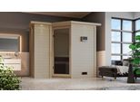 Sauna KARIBU Sanna 2, beige (naturbelassen), ohne Ofen, (ohne Ofen), Saunen, ohne Ofen