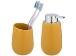 Badaccessoire-Set WENKO Badi, gelb, Keramik, Badaccessoires-Sets, aus hochwertiger Keramik