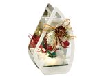 Teelichthalter I.Ge.A. "Deko-Objekt Mit LED Licht Und Teelichtkerze", Rot (Burgund), B:6Cm H:20Cm, Glas, Kerzenhalter, Teelichthalter, Tanne Zapfen Beeren Kerzenhalter Weihnachtsdeko Dekoobjekt