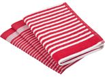 Geschirrtuch ROSS Exclusiv, rot, 3 Stk., 100 % Baumwolle 50 % Baumwolle 50 % Leinen, 100% Baumwolle, 50% Baumwolle, 50% Leinen, Geschirrtücher, Geschirrtuch, 1x Küchen-Frottiertuch 50x50 cm Streifen u. 2x Geschirrtücher 50x70 cm